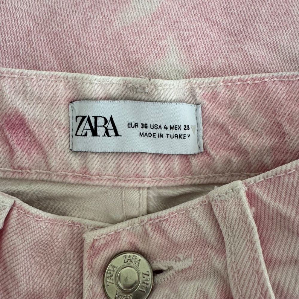 ZARA High Rise Baggy Pink Tie Dye Jeans - Picture 8 of 8